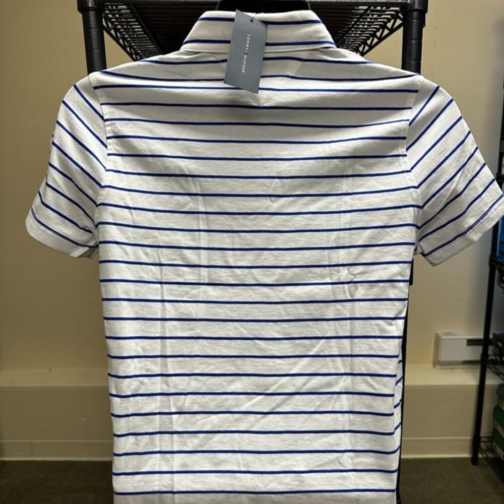 NWT! Tommy Hilfiger Men’s Stripe Polo Short In White/Navy Size XS/S/M/L/XL - Picture 4 of 6